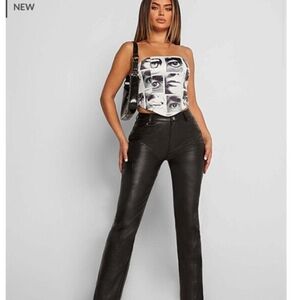 Black Straight Leg Pants with Sleek Finish